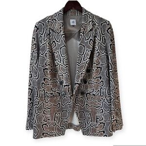 Cabi Python Snake Double Breasted Pocket Blazer In Black/Brown Women’s Size 8
